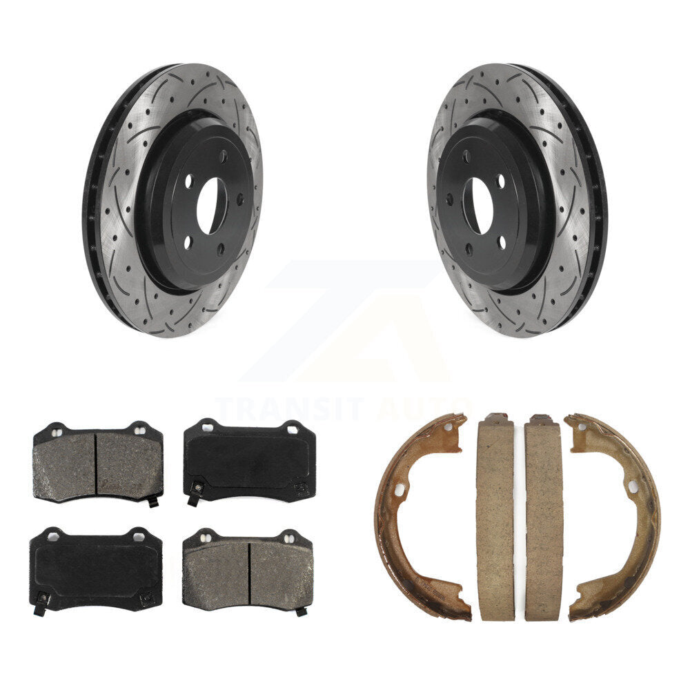Kit de chaussures de stationnement à disques arrière percés et à fentes, plaquettes semi-métalliques, pour Jee