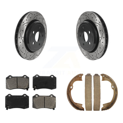 Kit de chaussures de stationnement à disques arrière percés et à fentes, plaquettes semi-métalliques, pour Jee