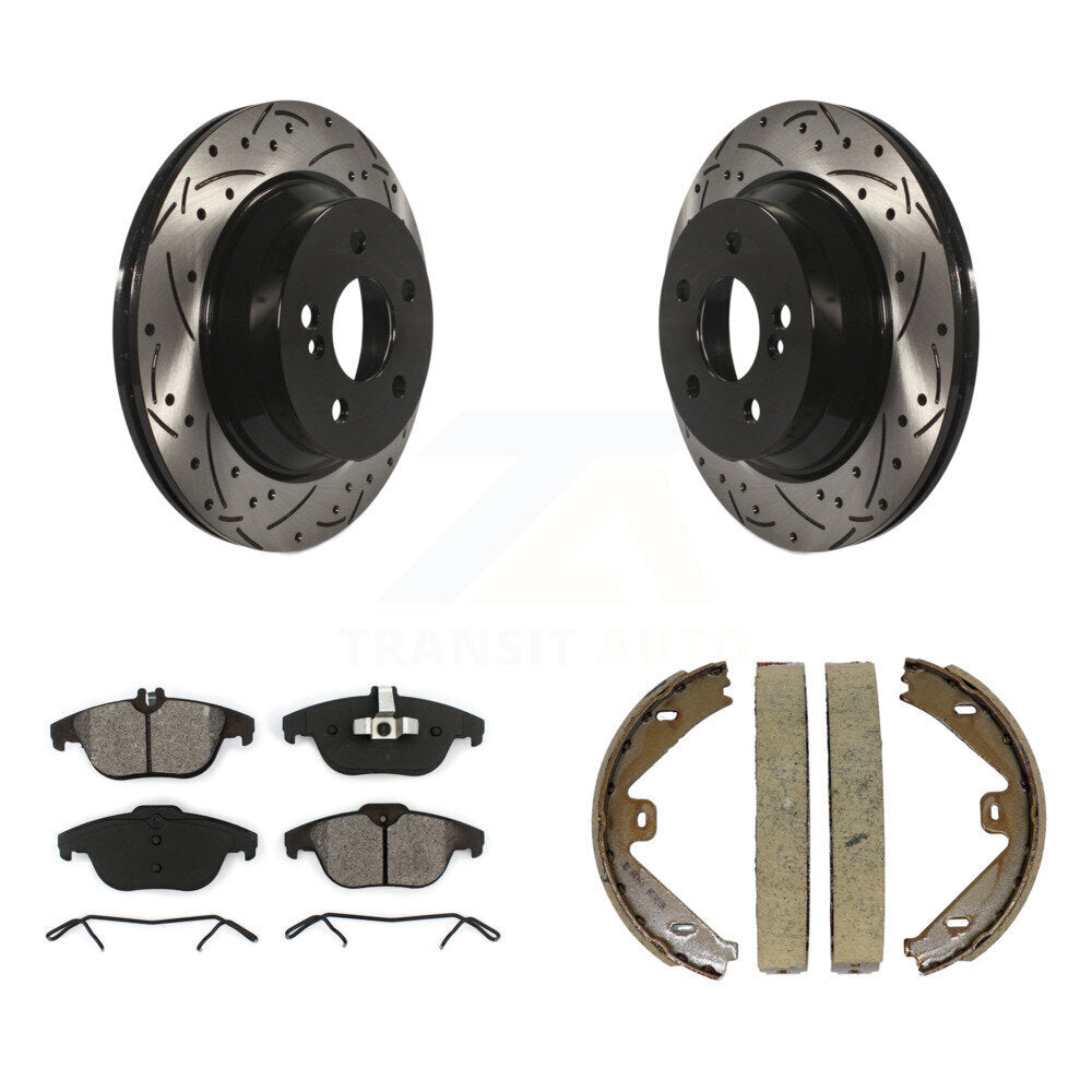 Kit de plaquettes semi-métalliques et de patins de stationnement pour disques arrière percés et fendus