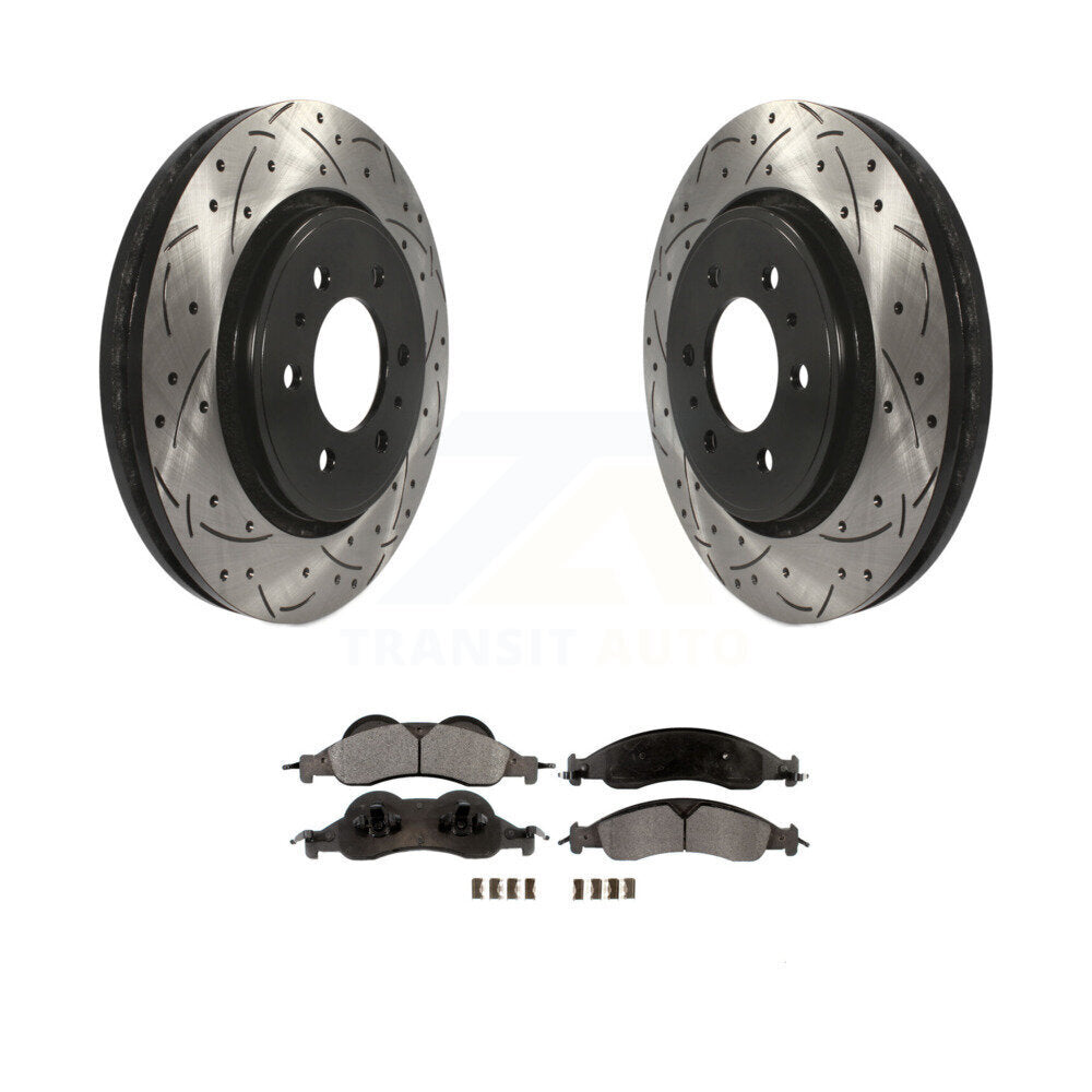 Kit de plaquettes en céramique pour rotors de frein à disque à fente avant percée pour Ford Expedition Lincol