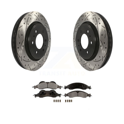 Kit de plaquettes en céramique pour rotors de frein à disque à fente avant percée pour Ford Expedition Lincol
