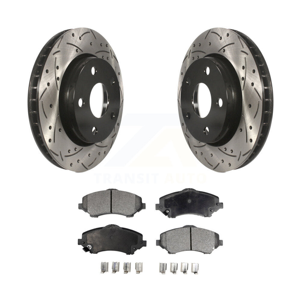Kit de plaquettes en céramique pour rotors de frein à disque à fente forée avec revêtement avant pour Jeep Wrangler J