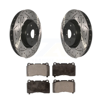 Rotor de frein à disque à fente avant percée et Kit de plaquettes en céramique pour Subaru Impreza WRX ST