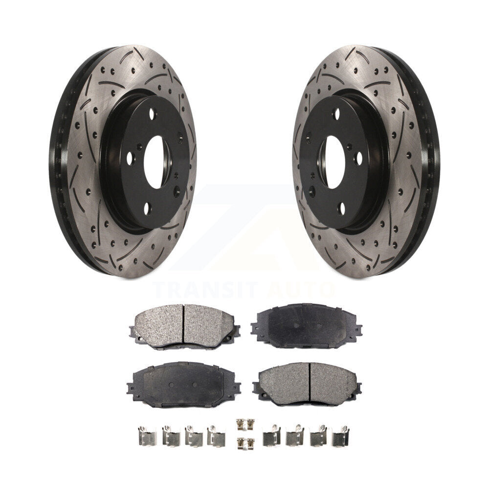 Kit de plaquettes de frein en céramique, Rotors de frein à fente avant percés pour Toyota RAV4 Prius V Scion x