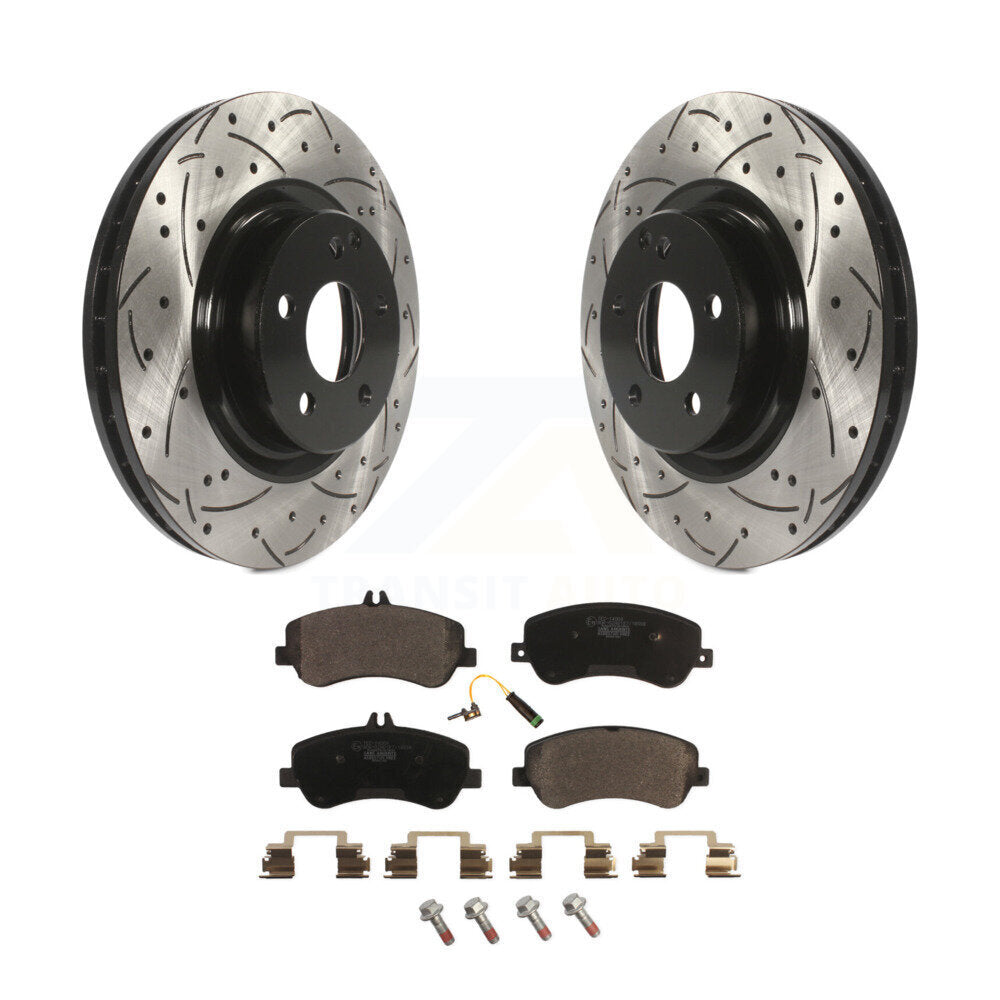 Rotor de frein à fente percée avant et Kit de plaquettes en céramique pour Mercedes-Benz GLK350 GLK25