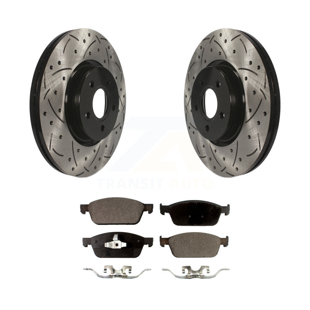 Kit de plaquettes en céramique pour rotors de frein à disque à fente avant percée pour Ford Focus S 2013 – 2018