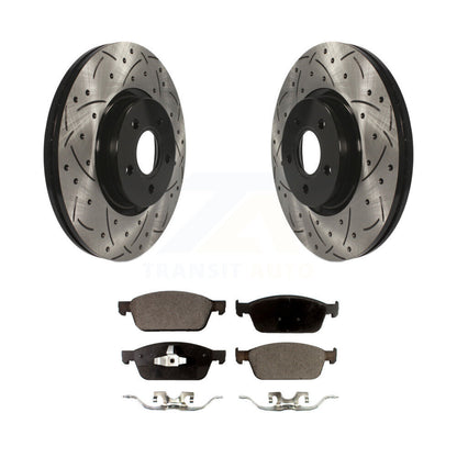 Kit de plaquettes en céramique pour rotors de frein à disque à fente avant percée pour Ford Focus S 2013 – 2018