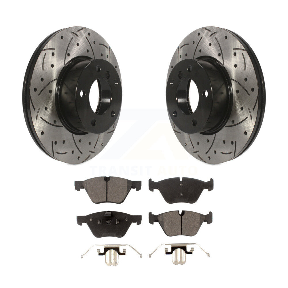 Rotor de frein à disque fendu percé à revêtement avant et Kit de plaquettes en céramique pour BMW X1 328x