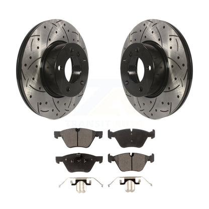 Rotor de frein à disque fendu percé à revêtement avant et Kit de plaquettes en céramique pour BMW X1 328x