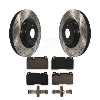 Rotors de frein à disque fendus percés à revêtement avant et kit de plaquettes en céramique pour Audi Q5