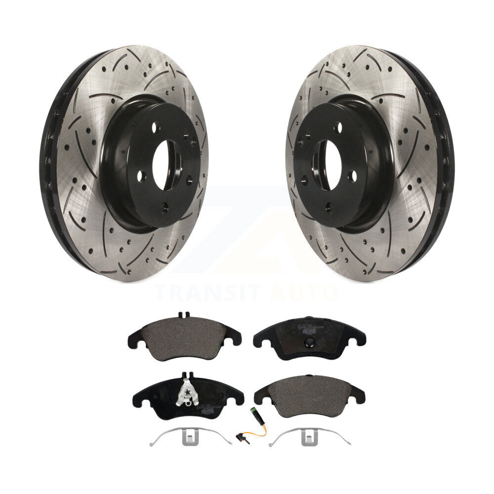 Kit de plaquettes de frein en céramique, Rotors de frein à fente avant percés pour Mercedes-Benz C300 E350 C35
