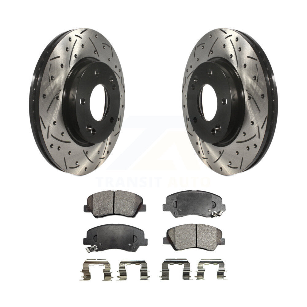 Kit de plaquettes de frein en céramique, Rotors de frein à fente avant percés pour Hyundai Elantra GT Kia Fort