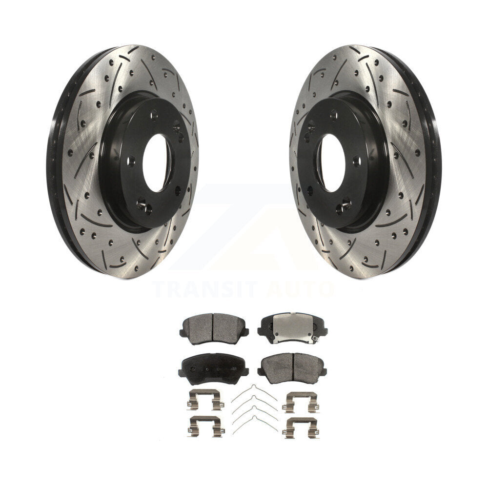 Kit de plaquettes de frein en céramique, Rotors de frein à fente avant percés pour Kia Forte Hyundai Elantra G