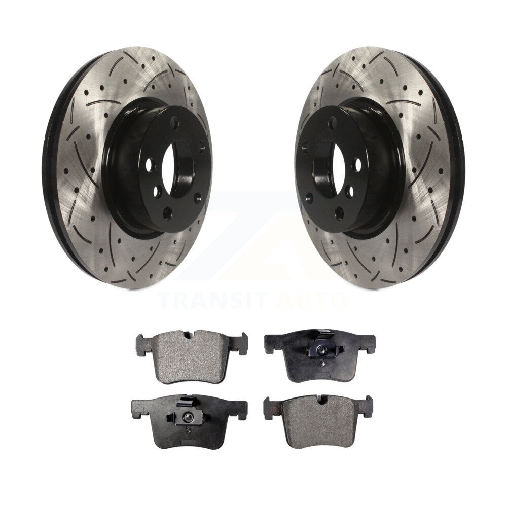 Rotors de frein à disque fendus percés à revêtement avant et kit de plaquettes en céramique pour BMW X3 X