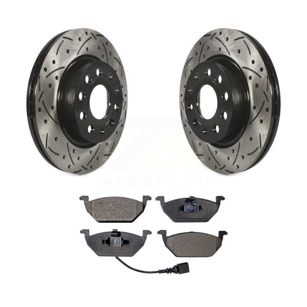 Kit de plaquettes en céramique pour rotors de frein à disque à fente forée avec revêtement avant pour Volkswagen Jett
