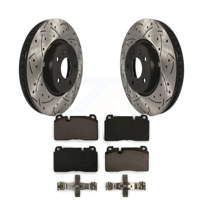 Rotors de frein à disque fendus percés à revêtement avant et kit de plaquettes en céramique pour Audi Q5