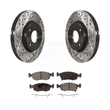 Rotors de frein à disque fendus percés à revêtement avant et kit de plaquettes en céramique pour Fiat 50