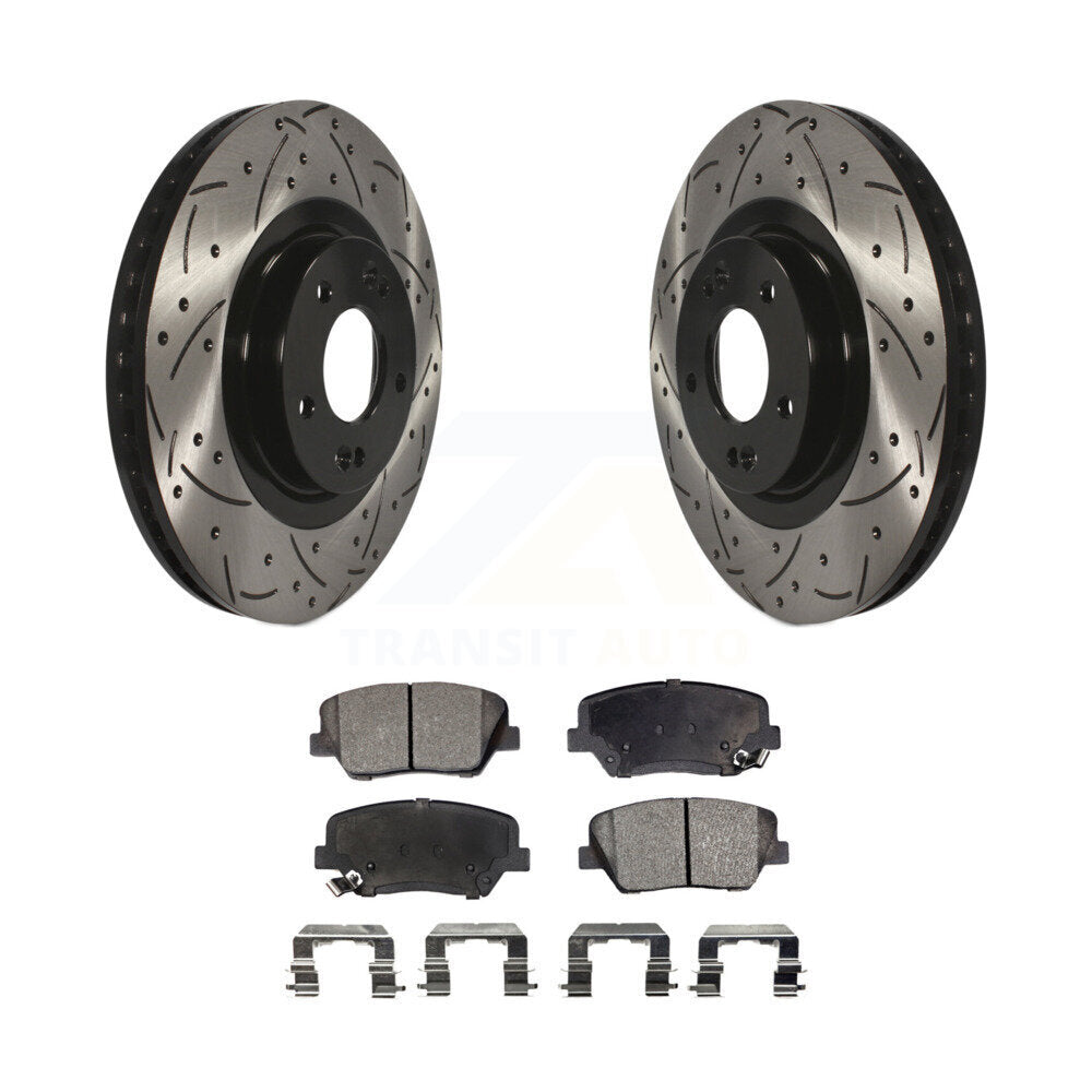 Kit de plaquettes en céramique pour Rotor de frein à disque, fente de perçage avant, pour Hyundai Santa Fe Sport Ki