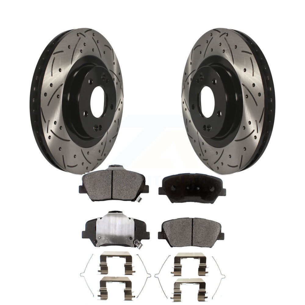 Kit de plaquettes de frein en céramique, Rotors de frein à fente avant percés pour Kia Sorento Hyundai Santa F