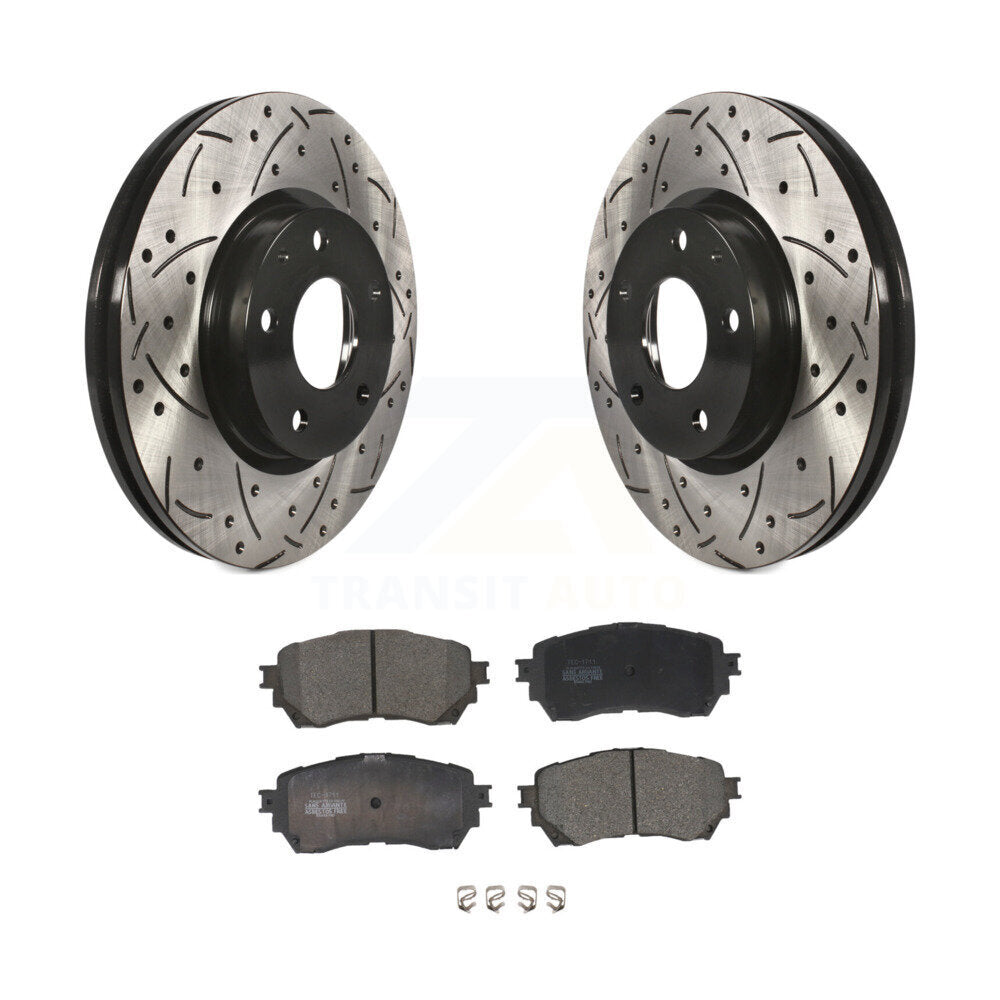 Rotors de frein à disque fendus percés à revêtement avant et kit de plaquettes en céramique pour Mazda 6