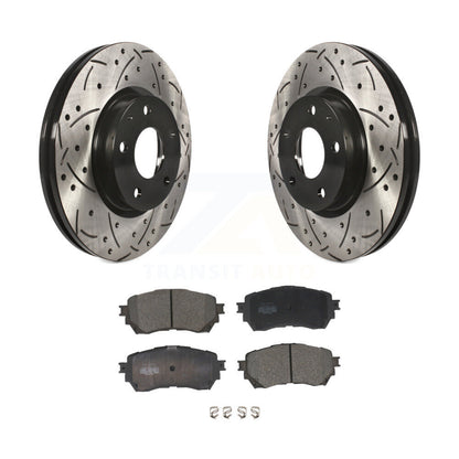 Rotors de frein à disque fendus percés à revêtement avant et kit de plaquettes en céramique pour Mazda 6