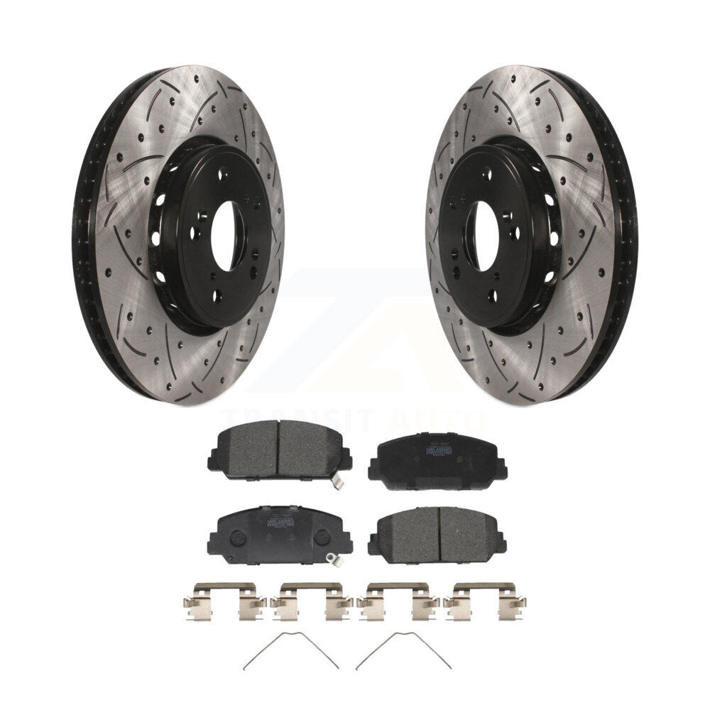 Kit de plaquettes en céramique de rotors de frein à disque fendus percés à revêtement avant pour Acura RDX IL