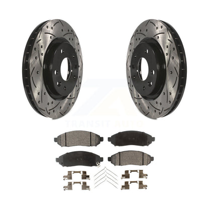 Rotors de frein à disque fendus percés à revêtement avant et kit de plaquettes en céramique pour Nissan LEA