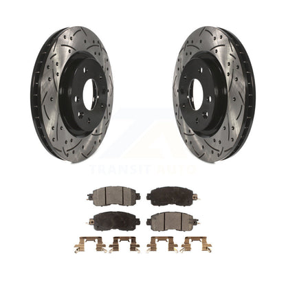 Rotors de frein à disque fendus percés à revêtement avant et kit de plaquettes en céramique pour Nissan LEA
