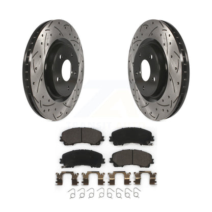Rotor de frein à disque fendu percé à revêtement avant et Kit de plaquettes en céramique pour Nissan Rogu
