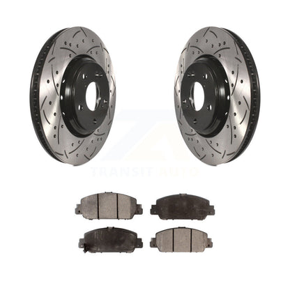 Rotor de frein à disque fendu percé à revêtement avant et Kit de plaquettes en céramique pour Honda Accor