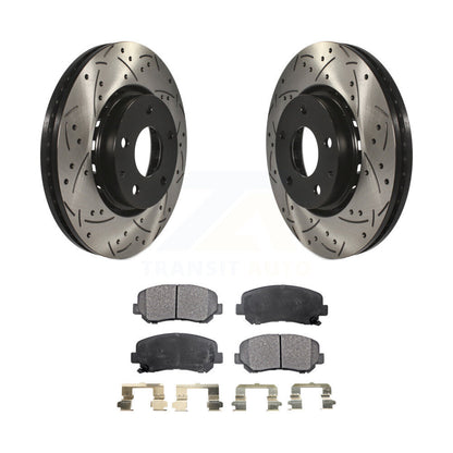 Rotor de frein à disque fendu percé à revêtement avant et Kit de plaquettes en céramique pour Mazda CX-