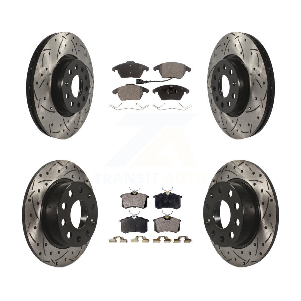 Kit de plaquettes de frein en céramique, Rotors de frein à fente avant et arrière percés pour Volkswagen Jetta Beetl