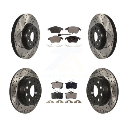 Kit de plaquettes de frein en céramique, Rotors de frein à fente avant et arrière percés pour Volkswagen Jetta Beetl