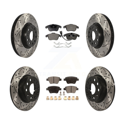 Kit de plaquettes de frein en céramique, rotors de frein à fente avant et arrière percés pour Volkswagen Passa 12-14
