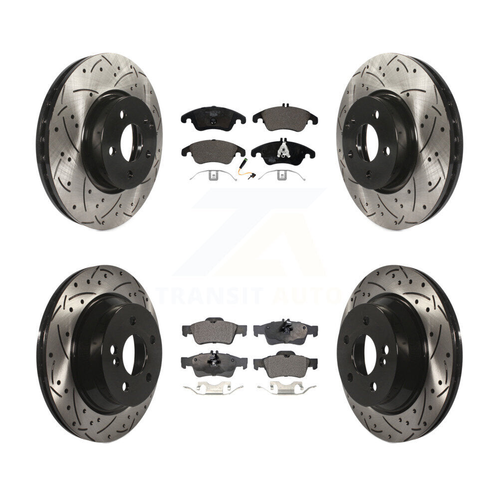Kit de plaquettes de frein en céramique, Rotors de frein à fente avant et arrière percés pour Mercedes-Benz E350 E40