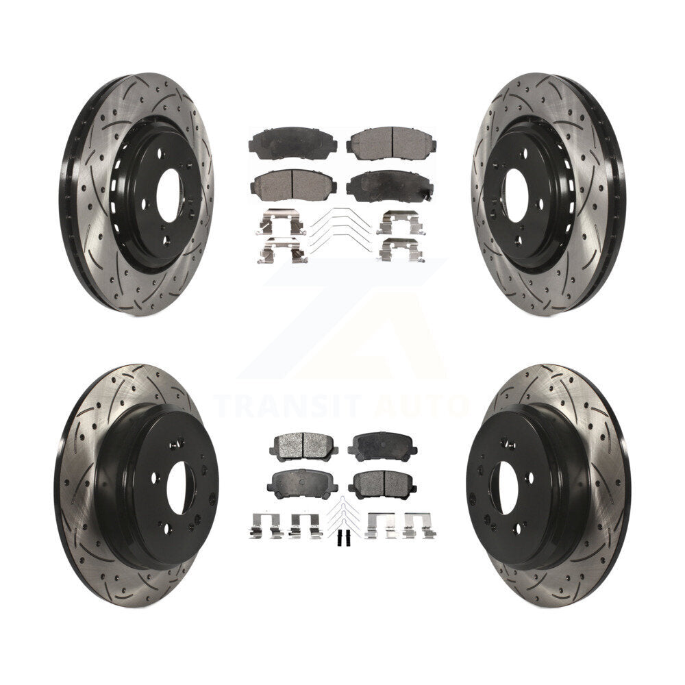 Kit de plaquettes de frein en céramique, rotors de frein à fente avant et arrière percés pour Honda Odysse 2015 – 2017