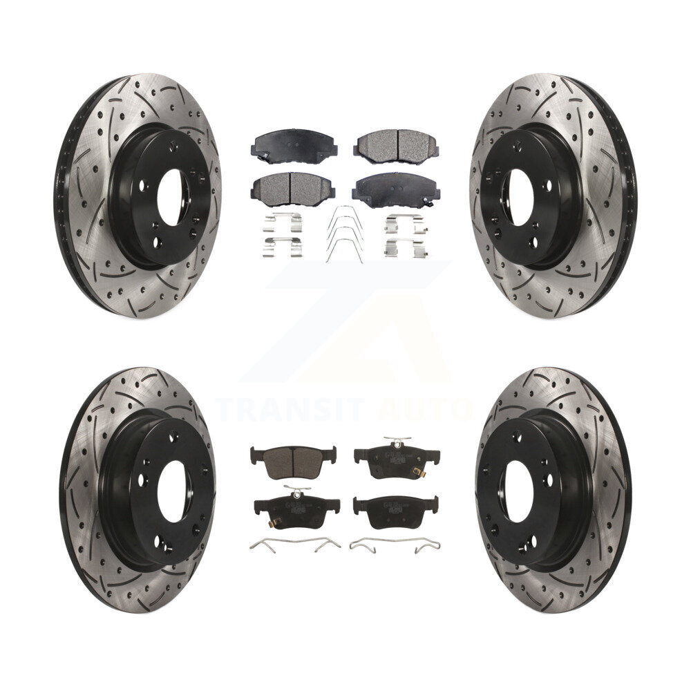 Kit de plaquettes en céramique pour rotors de frein à disque à fente percée avant et arrière pour Honda Civi
