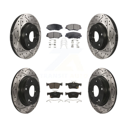 Kit de plaquettes en céramique pour rotors de frein à disque à fente percée avant et arrière pour Honda Civi