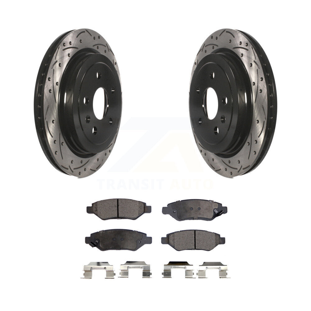 Kit de plaquettes de frein en céramique, Rotors de frein à fente arrière percés pour Chevrolet Camaro Cadillac CT