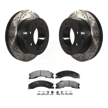 Rotor de frein à fente arrière percé et Kit de plaquettes en céramique pour GMC Chevrolet Sierra 2500 H