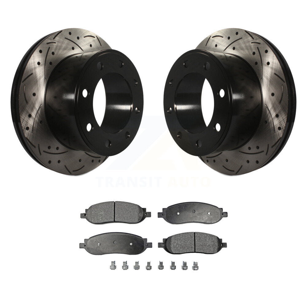 Kit de plaquettes en céramique pour Rotor de frein à disque, fente de perçage arrière, pour Ford F-350 Super Duty F-25