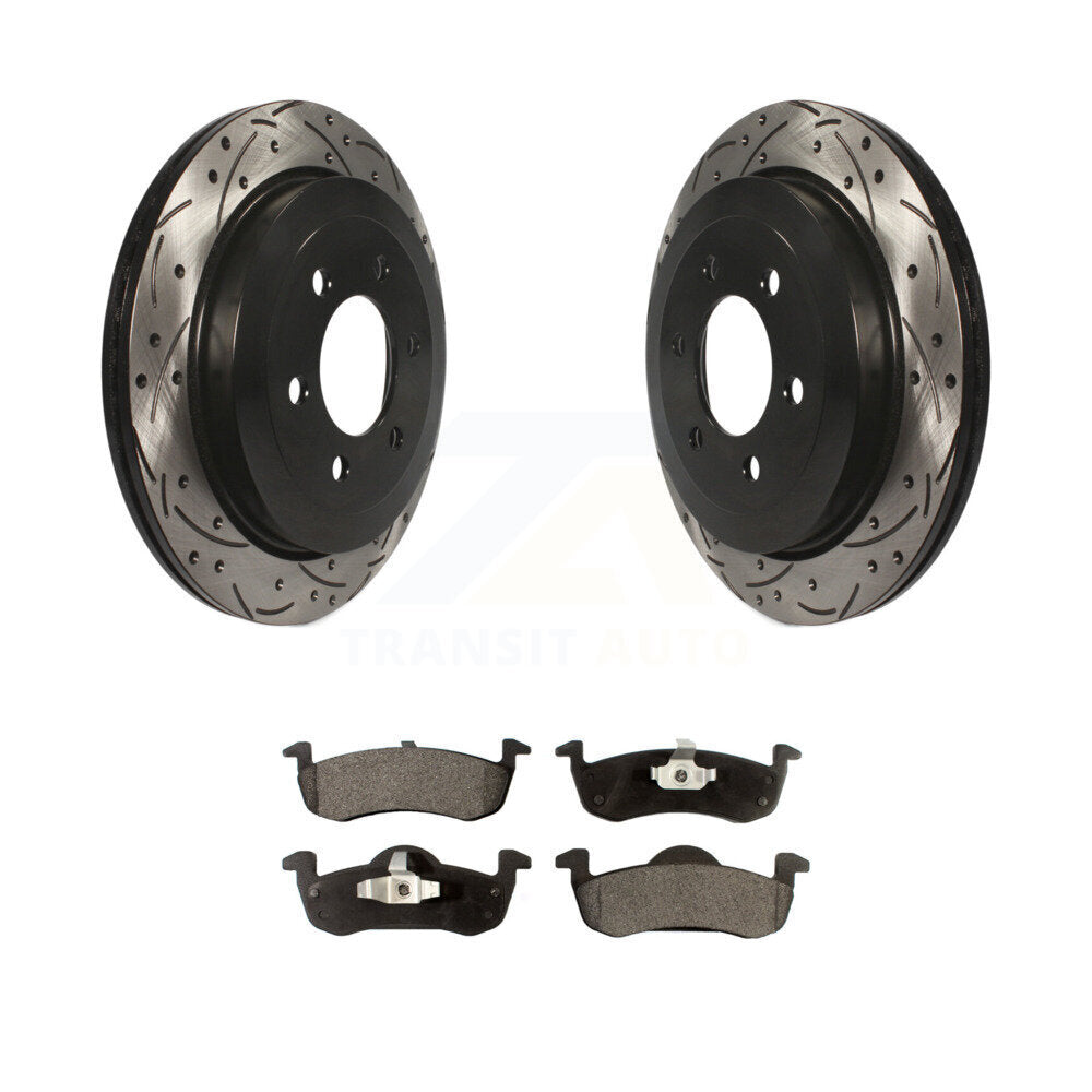 Rotor de frein à disque à fente arrière et Kit de plaquettes en céramique pour Ford Expedition Lincol