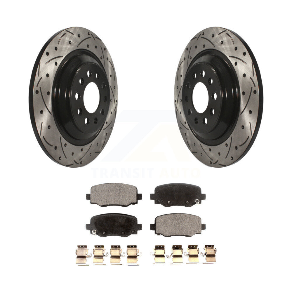 Rotor de frein à disque fendu percé à revêtement arrière et Kit de plaquettes en céramique pour Jeep Cheroke