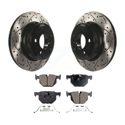 Rotors de frein à disque fendus percés à revêtement arrière et kit de plaquettes en céramique pour BMW X5 X