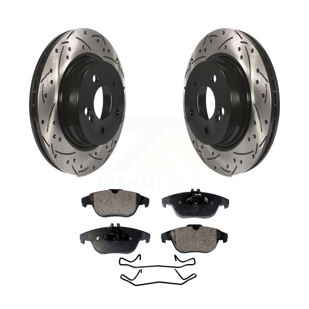 Rotor de frein à fente percée arrière et Kit de plaquettes en céramique pour Mercedes-Benz C300 C350 E35