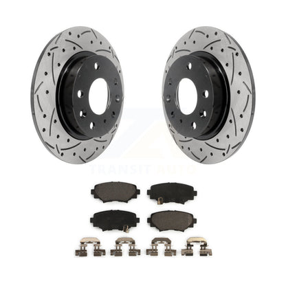 Rotor de frein à disque fendu percé à revêtement arrière et Kit de plaquettes en céramique pour Mazda 3 Spor