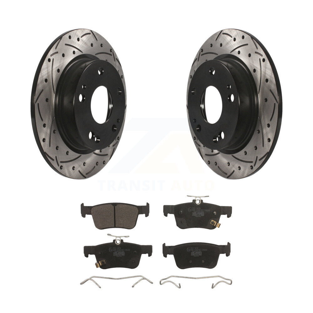 Rotor de frein à disque fendu percé à revêtement arrière et kit de plaquettes en céramique pour Honda Civi