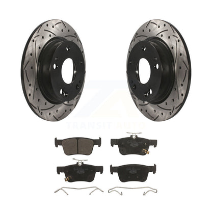 Rotor de frein à disque fendu percé à revêtement arrière et kit de plaquettes en céramique pour Honda Civi