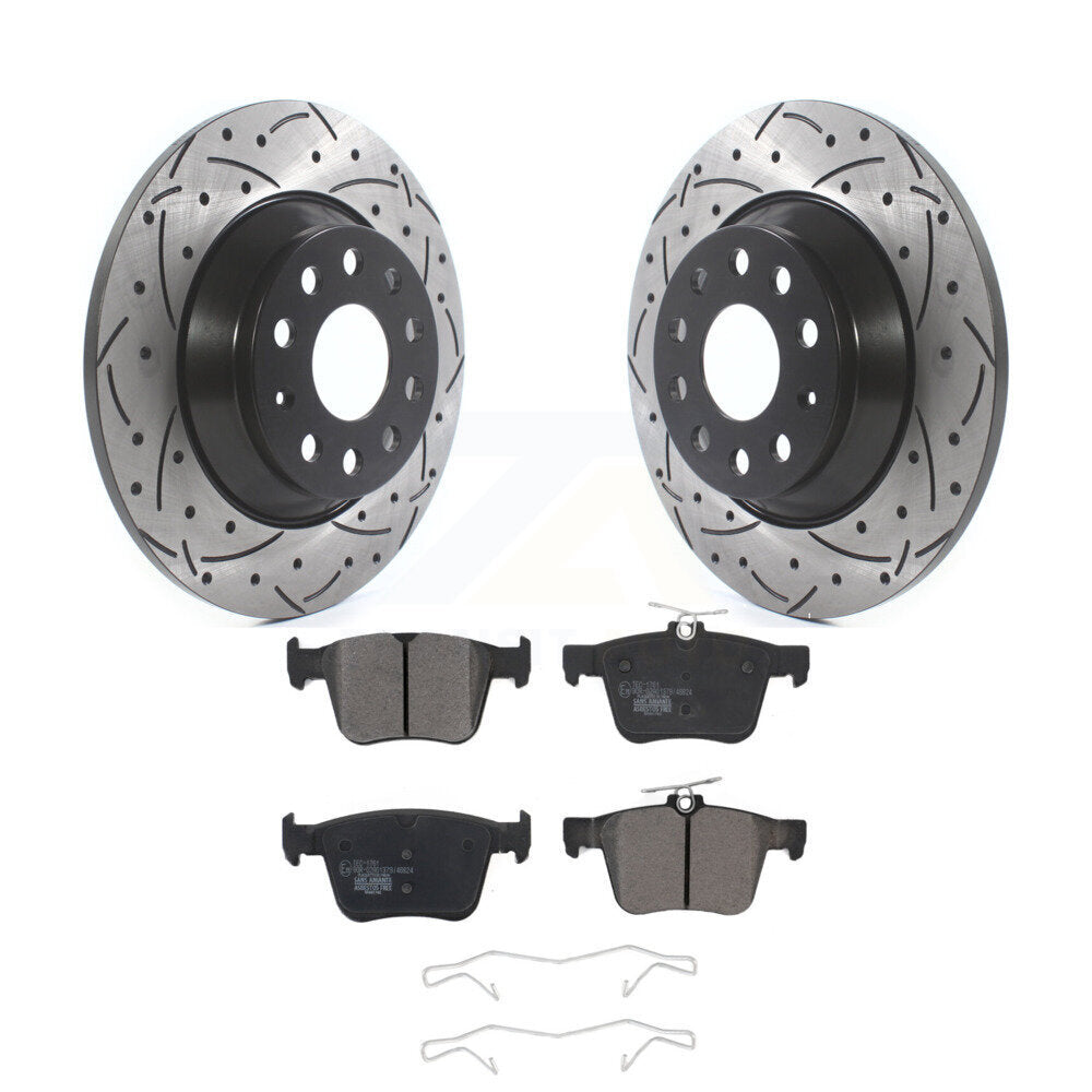 Kit de plaquettes en céramique pour Rotors de frein à fente de forage arrière, pour Volkswagen Tiguan Jetta Audi Q