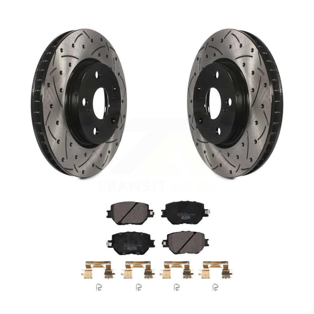 Rotors de frein à disque fendus percés à revêtement avant et kit de plaquettes en céramique pour Lexus IS25